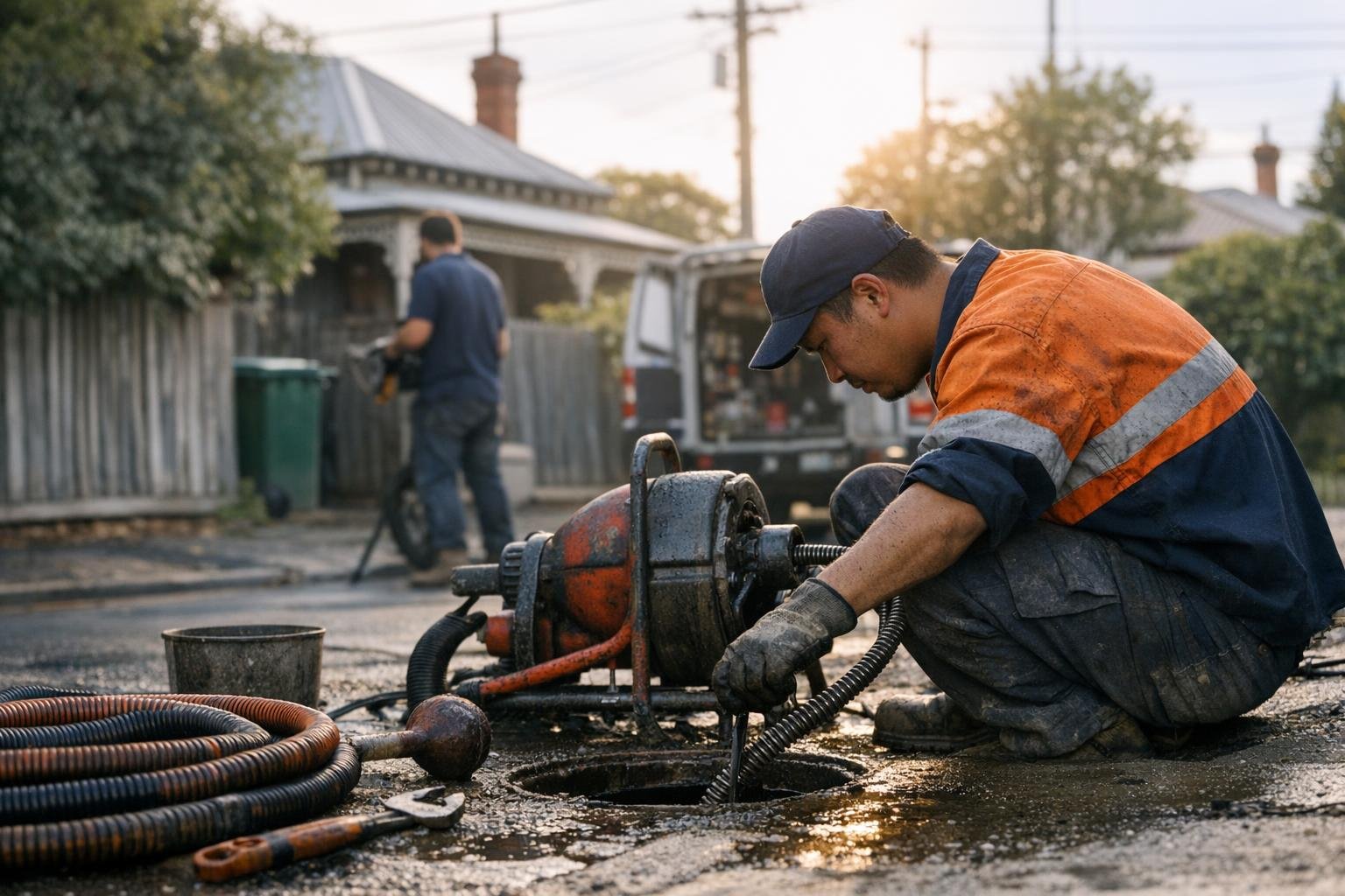 Unblocking Drains in Blocked Drain Plumber: Unblocking Drains is the process of removing obstructions from pipes and drainage — visual guide